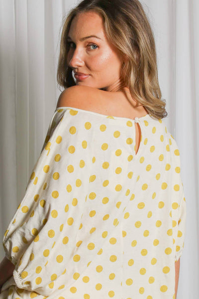 Polka Dot Printed Chic & Flowy Blouse Top VT83084C: