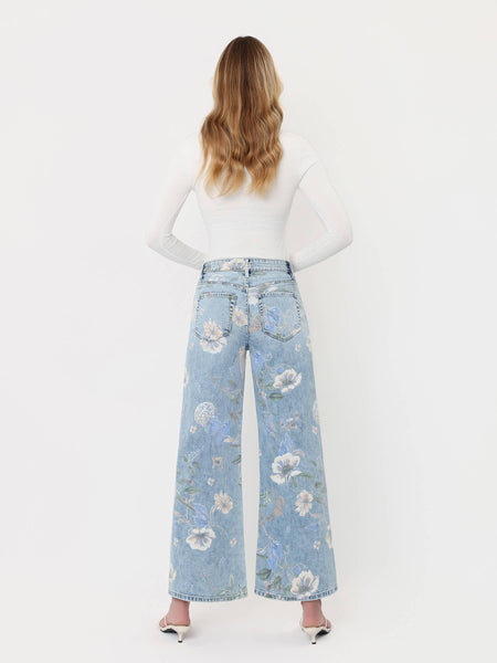 SUPER HIGH RISE FLORAL EXTREME VINTAGE FLARE JEANS T7443FRL: FLORAL PRINT / 27