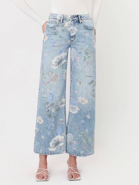 SUPER HIGH RISE FLORAL EXTREME VINTAGE FLARE JEANS T7443FRL: FLORAL PRINT / 27