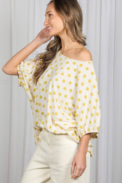 Polka Dot Printed Chic & Flowy Blouse Top VT83084C:
