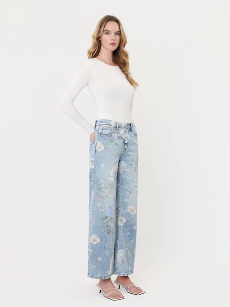 SUPER HIGH RISE FLORAL EXTREME VINTAGE FLARE JEANS T7443FRL: FLORAL PRINT / 27