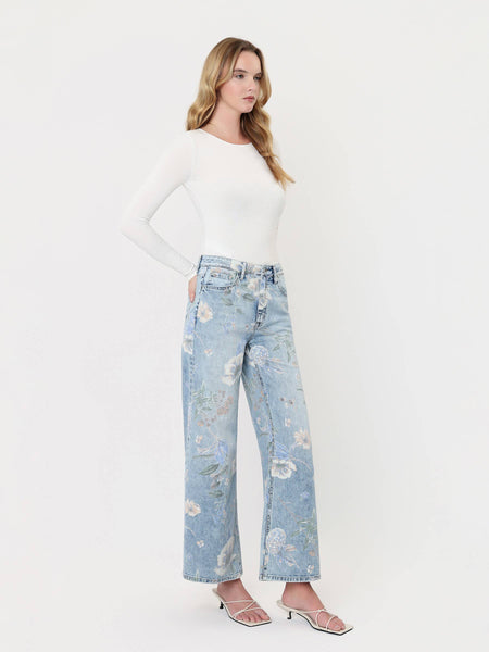 SUPER HIGH RISE FLORAL EXTREME VINTAGE FLARE JEANS T7443FRL: FLORAL PRINT / 29