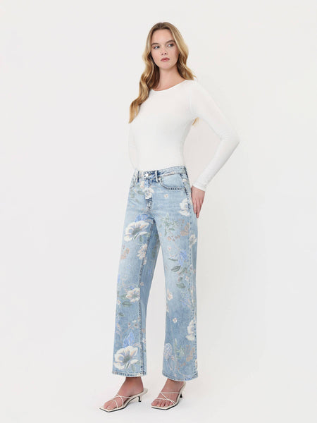 SUPER HIGH RISE FLORAL EXTREME VINTAGE FLARE JEANS T7443FRL: FLORAL PRINT / 27