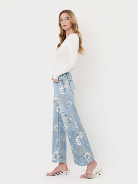 SUPER HIGH RISE FLORAL EXTREME VINTAGE FLARE JEANS T7443FRL: FLORAL PRINT / 29